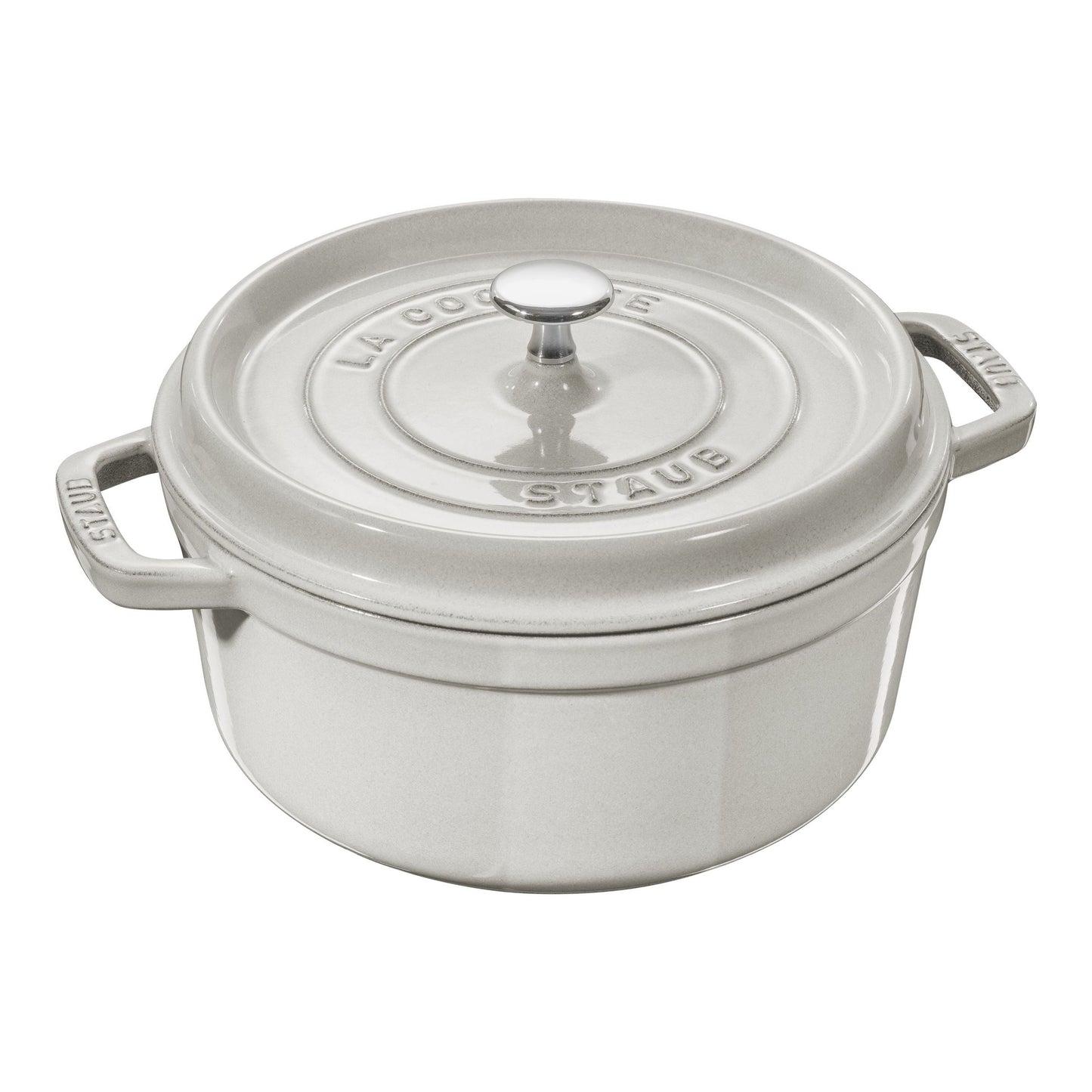 STAUB La Cocotte 5.25 L Cast Iron Round Cocotte, White Truffle