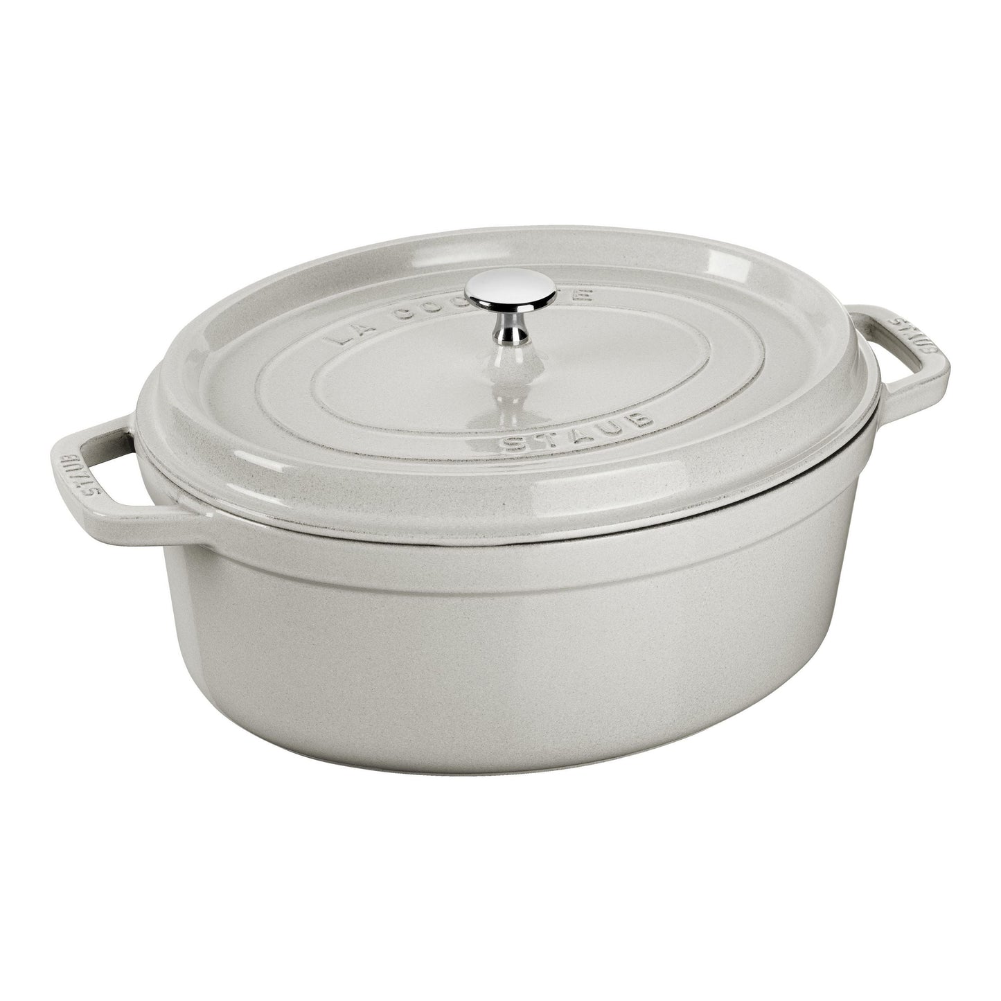 STAUB La Cocotte 8 L Cast Iron Oval Cocotte, White Truffle