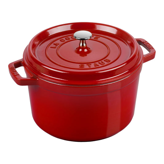 STAUB La Cocotte 4.75 L Cast Iron Round Tall Cocotte, Cherry