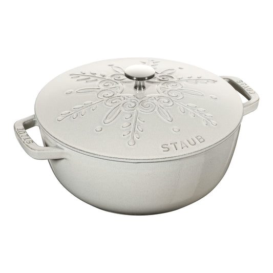 STAUB La Cocotte 3.6 L Cast Iron Round French Oven Snowflake, White Truffle