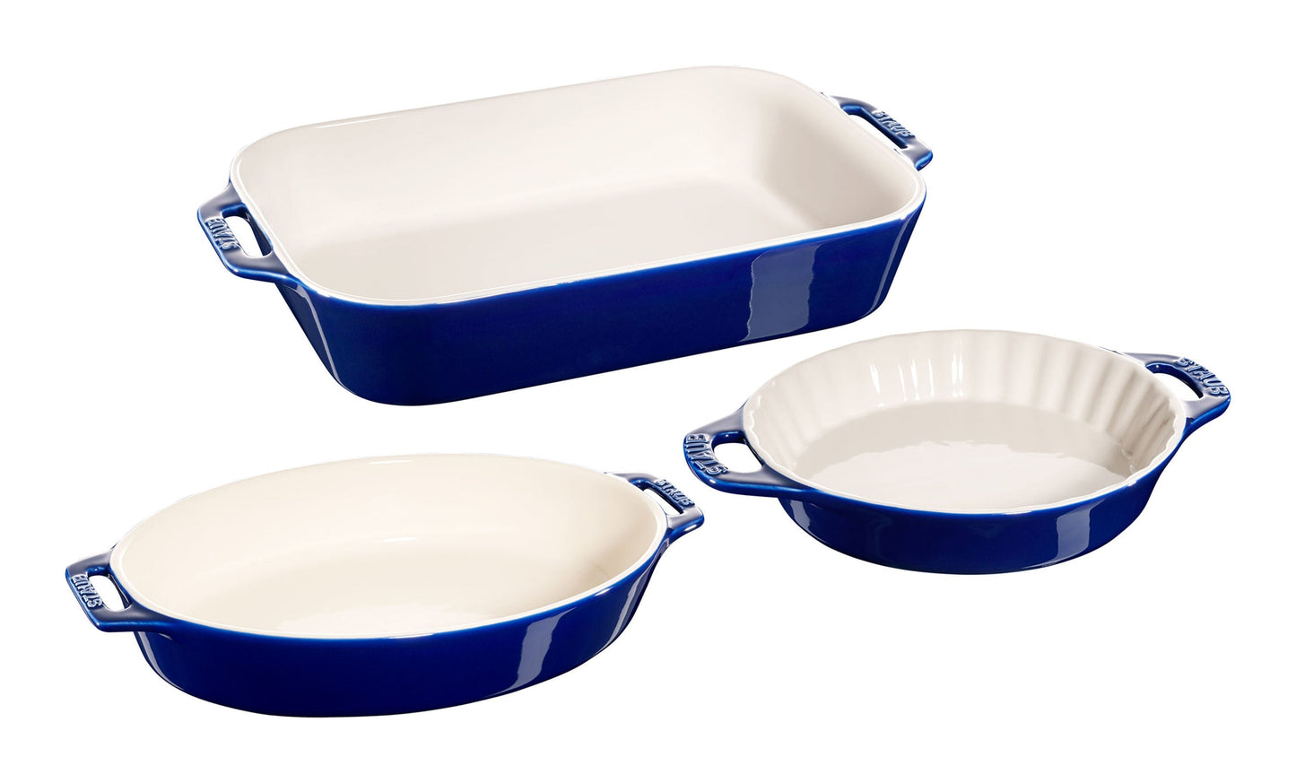 STAUB Ceramique Mixed Baking Dish Set Dark Blue 3 Piece