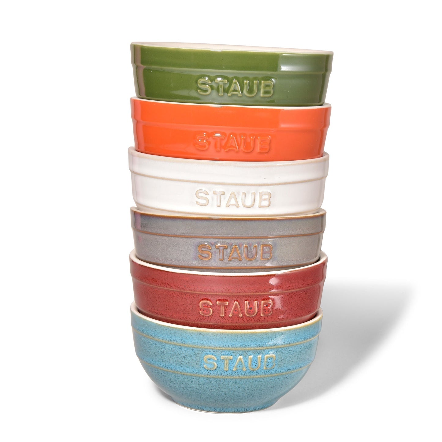 STAUB Ceramique 14 Cm / 6 Piece Ceramic Large Rainbow Multi-Colour Large Bowl Set, Mixed Colours
