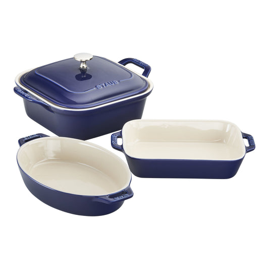 STAUB Ceramique Mixed Baking Dish Set Dark Blue 4 Piece