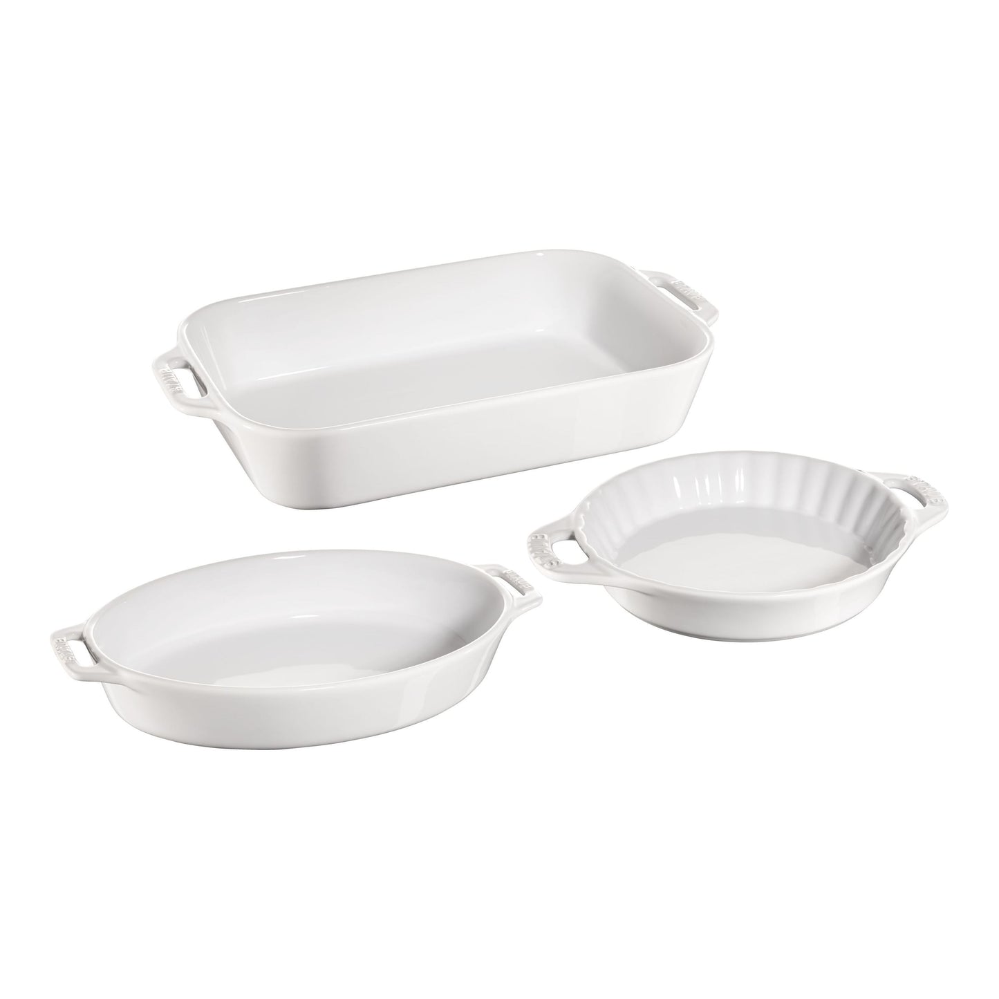 STAUB Ceramique Mixed Baking Dish Set White 3 Piece