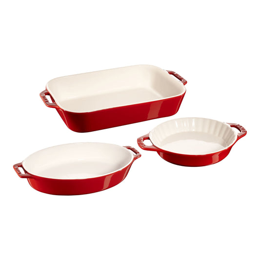 STAUB Ceramique Mixed Baking Dish Set Cherry 3 Piece