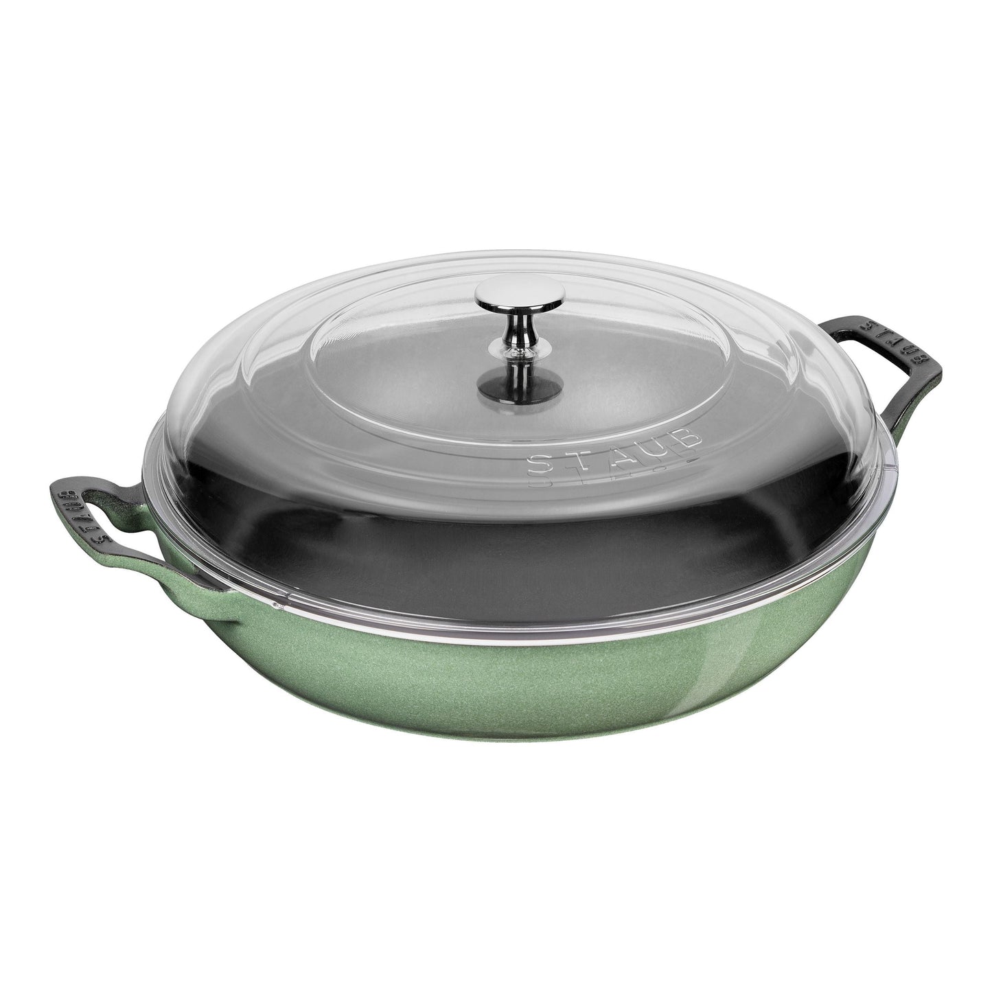STAUB Cast Iron 3.5 L Cast Iron Round Heritage Braiser/Sauté Pan, Sage