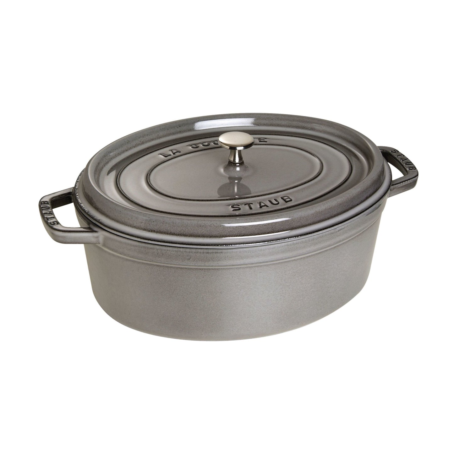 STAUB La Cocotte 6.75 L Cast Iron Oval Cocotte, Graphite-Grey
