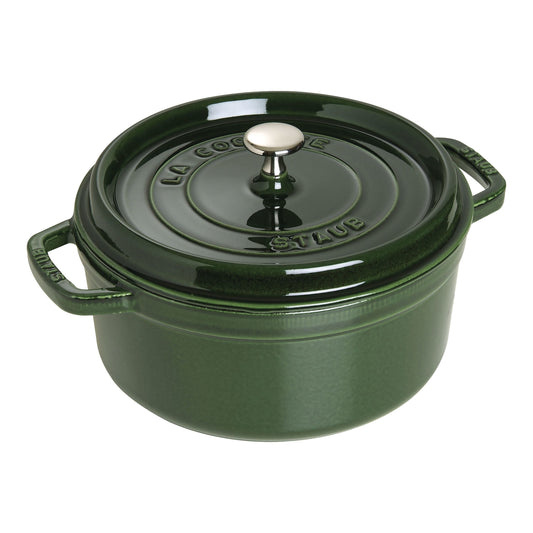STAUB La Cocotte 5.25 L Cast Iron Round Cocotte, Basil-Green