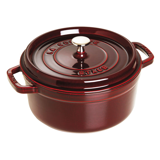 STAUB La Cocotte 5.25 L Cast Iron Round Cocotte, Grenadine-Red