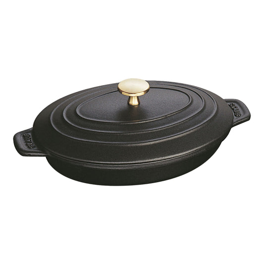 STAUB Specialities 1 L Cast Iron Oval Oven Dish With Lid, Black