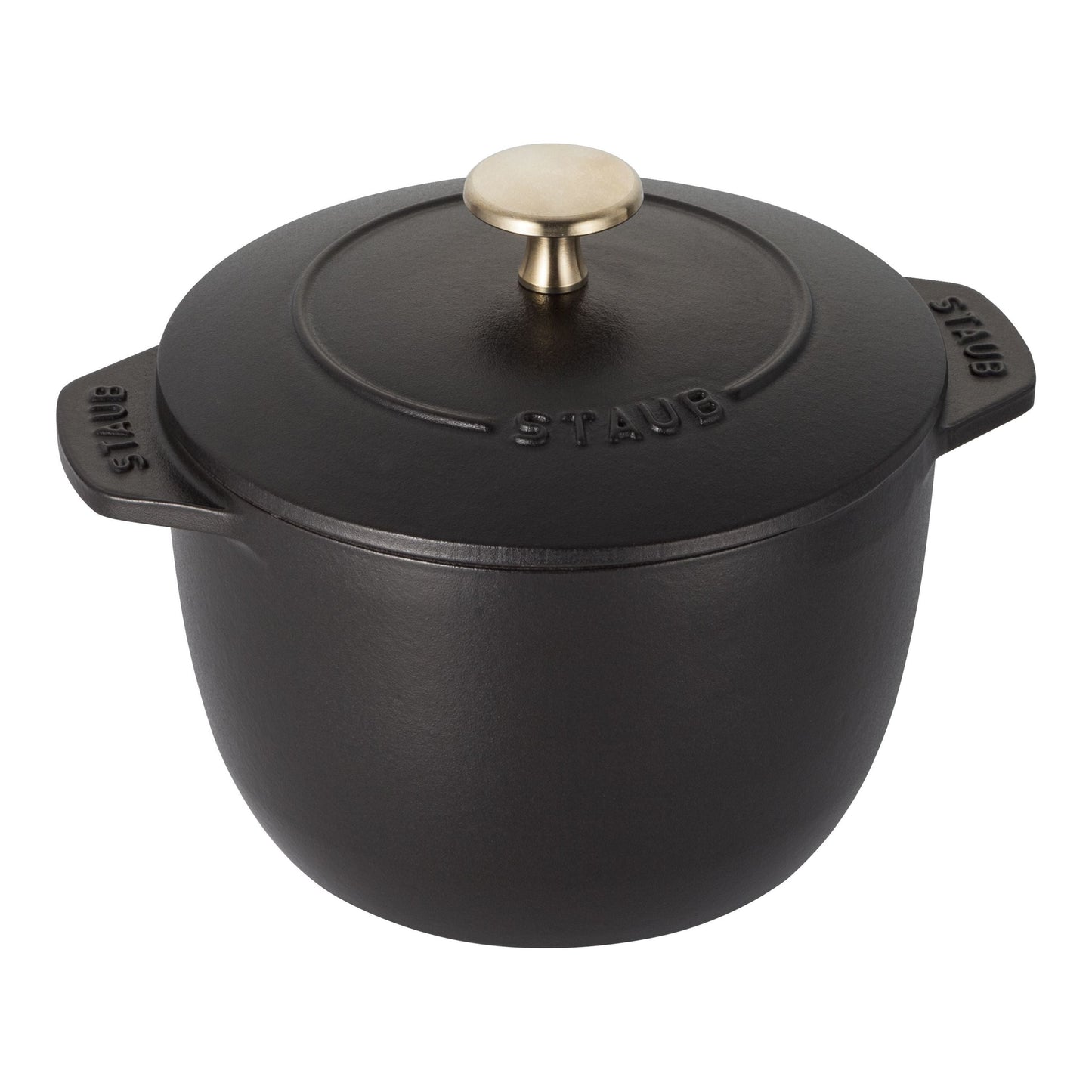 STAUB La Cocotte 1.75 L Cast Iron Round Rice Cocotte, Black