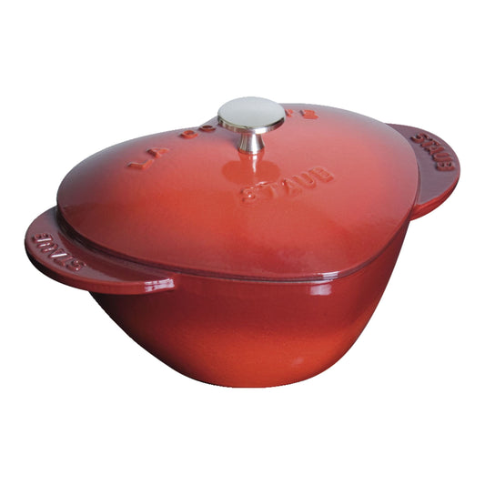 STAUB La Cocotte 1.75 L Cast Iron Heart Cocotte, Cherry