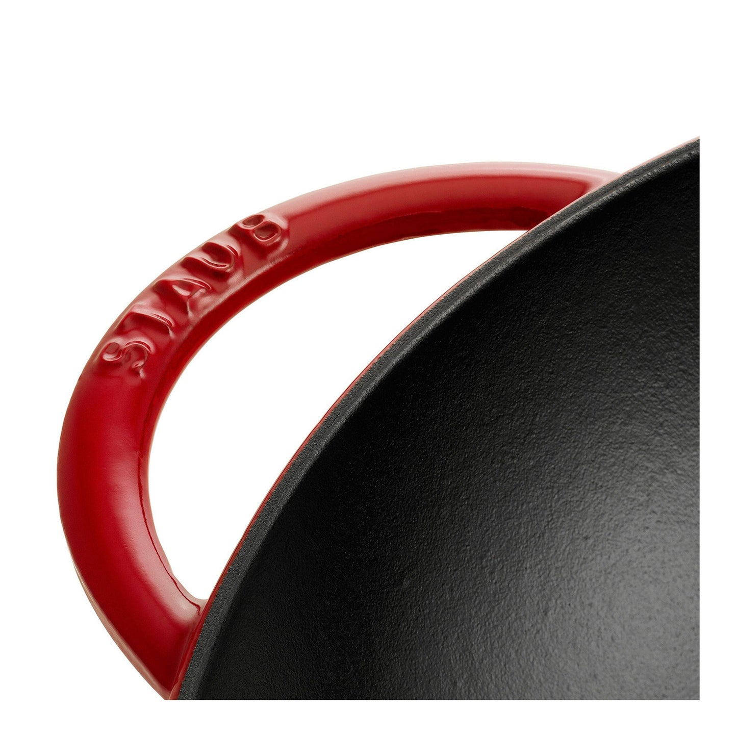 STAUB Specialities 37 Cm / 14.5 Inch Cast Iron Wok With Glass Lid, Cherry