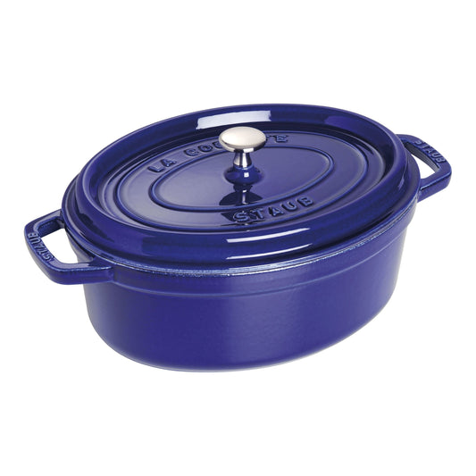 STAUB La Cocotte 4.25 L Cast Iron Oval Cocotte, Dark-Blue