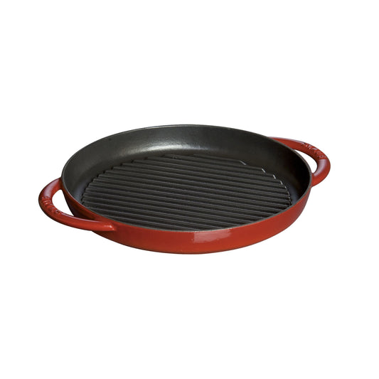 STAUB Grill Pans 26 Cm Cast Iron Round Pure Grill, Cherry