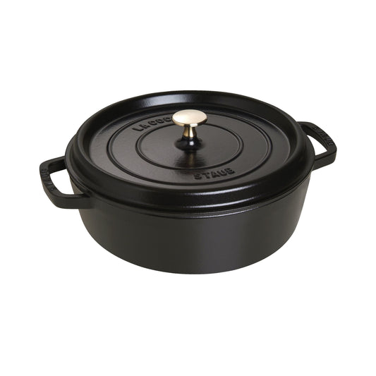 STAUB La Cocotte 4 L Cast Iron Round Cocotte Flat, Black