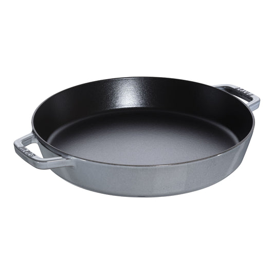 STAUB Pans 34 Cm Cast Iron Double Handle Skillet, Graphite-Grey