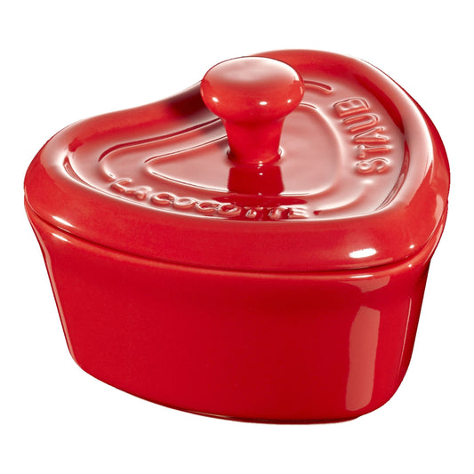 STAUB Ceramique 200 Ml Ceramic Heart Mini Cocotte, Cherry