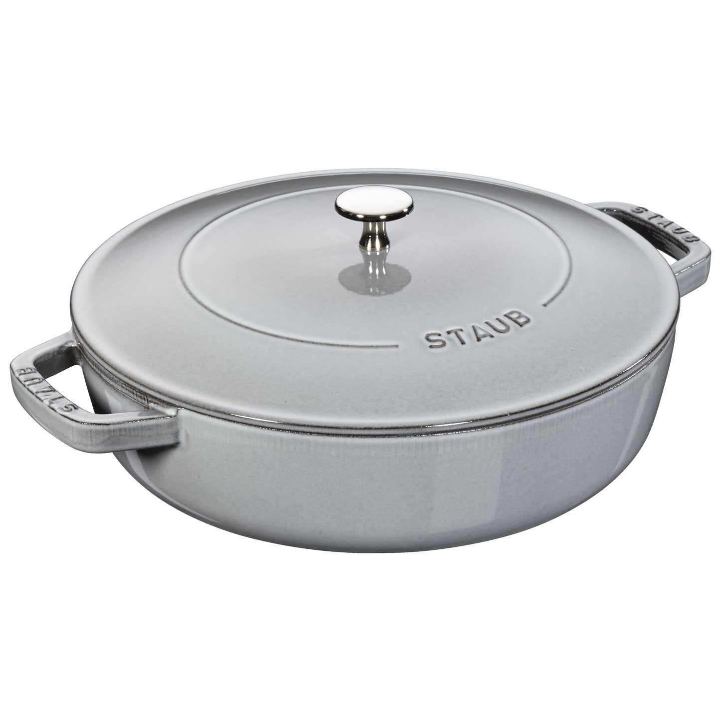 STAUB Braisers 3.7 L Cast Iron Round Saute Pan Chistera, Graphite-Grey