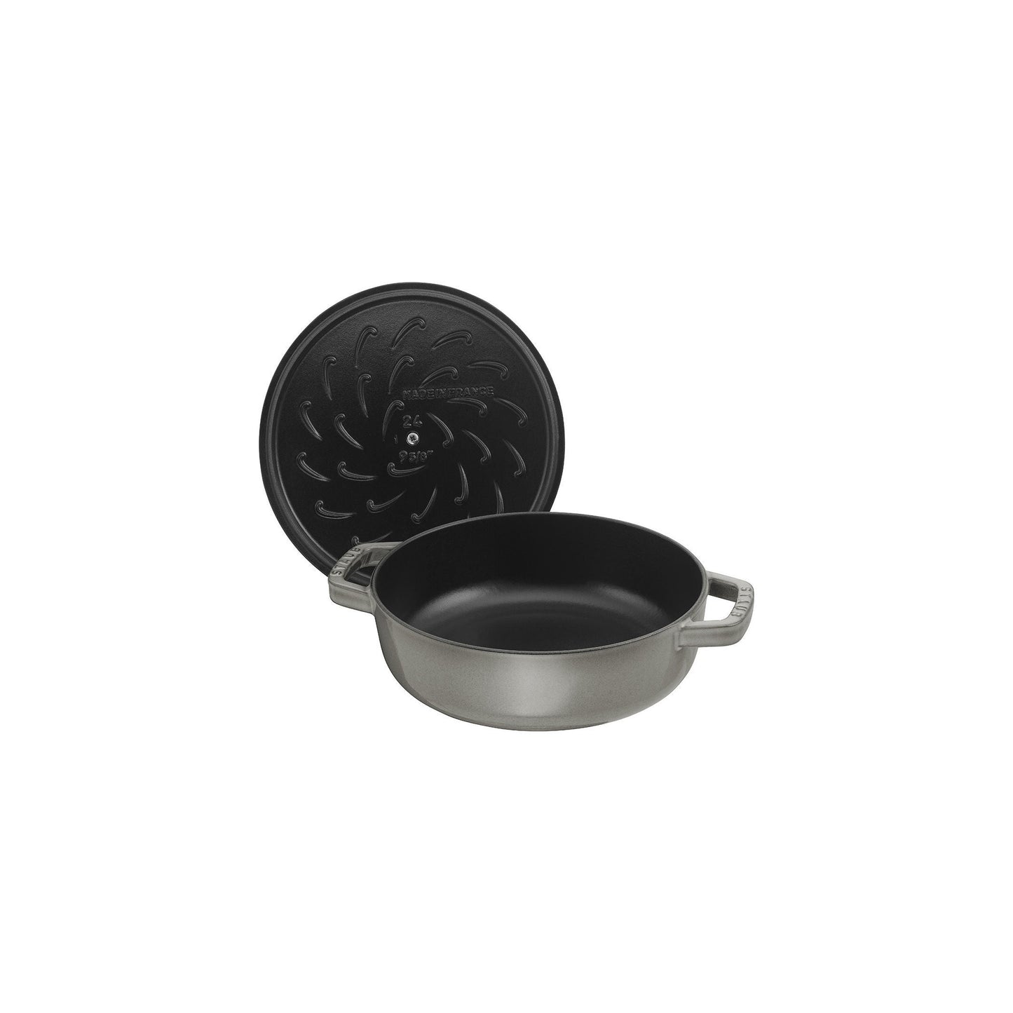 STAUB Braisers 3.7 L Cast Iron Round Saute Pan Chistera, Graphite-Grey