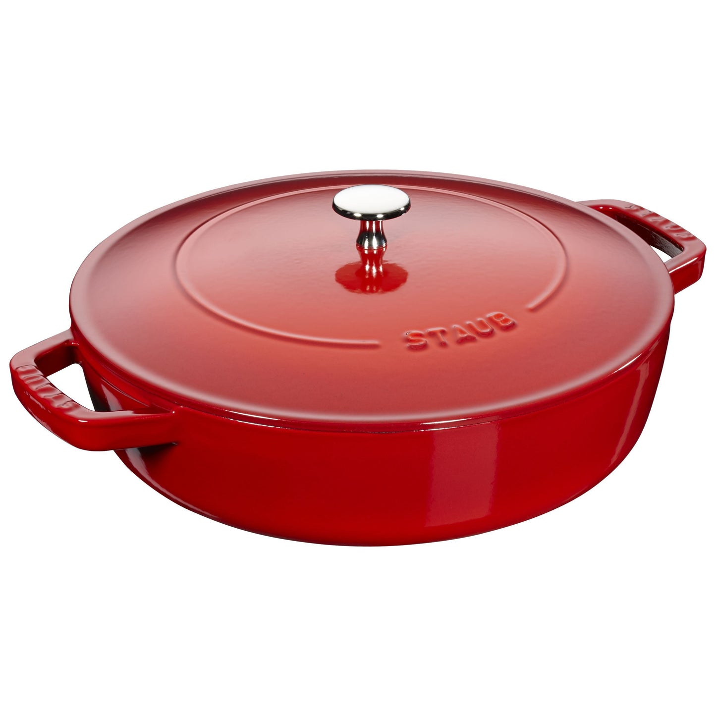 STAUB Braisers 3.7 L Cast Iron Round Saute Pan Chistera, Cherry