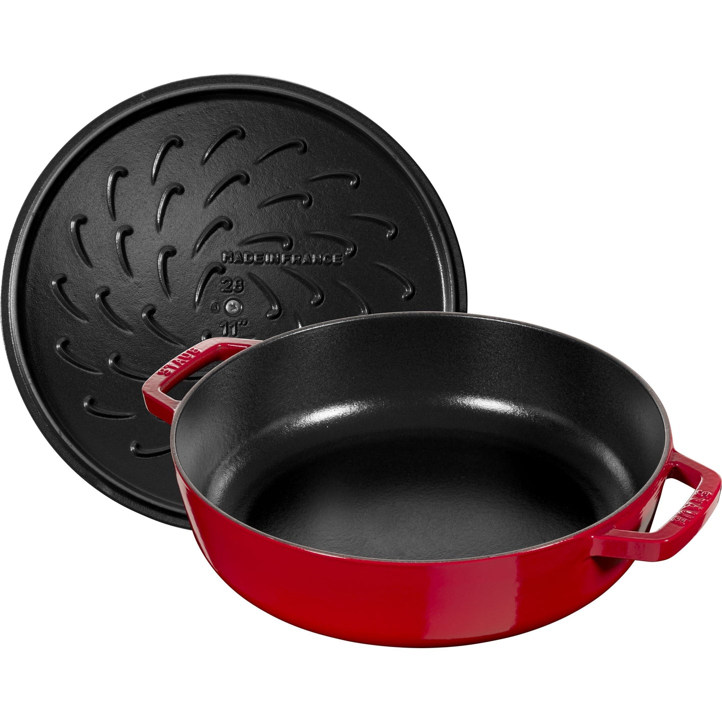 STAUB Braisers 3.7 L Cast Iron Round Saute Pan Chistera, Cherry
