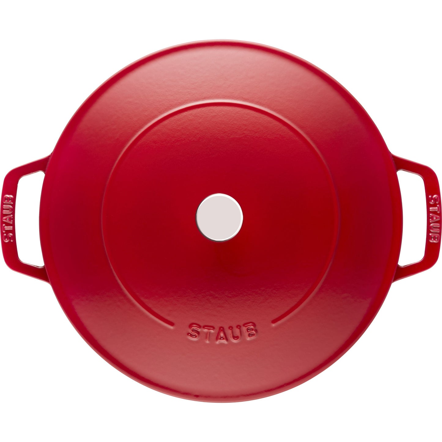 STAUB Braisers 3.7 L Cast Iron Round Saute Pan Chistera, Cherry