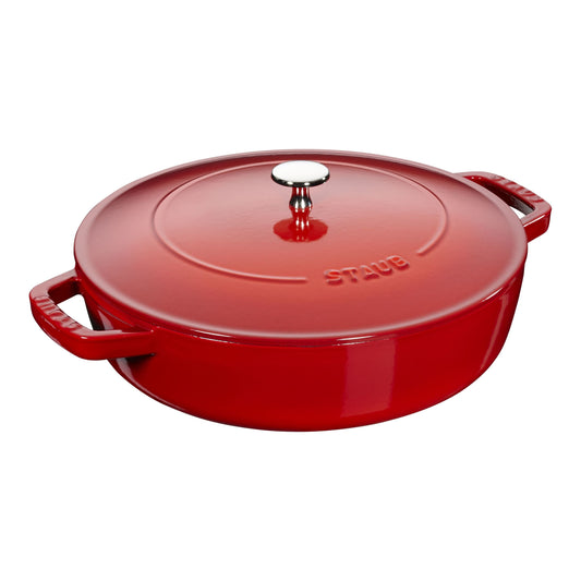 STAUB Braisers 2.5 L Cast Iron Round Saute Pan Chistera, Cherry