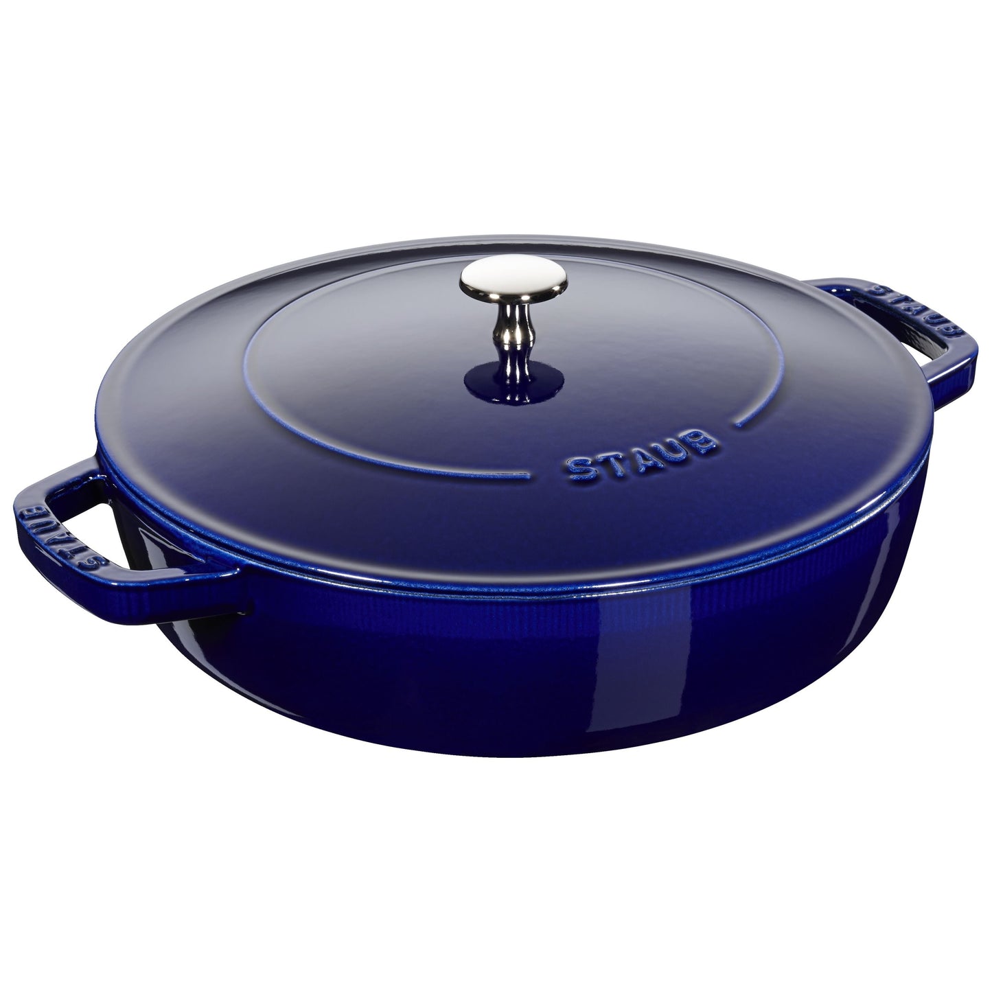 STAUB Braisers 3.7 L Cast Iron Round Saute Pan Chistera, Dark-Blue