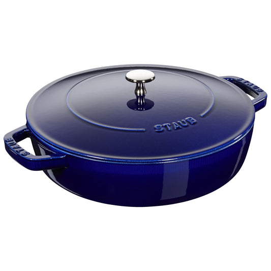 STAUB Braisers 3.7 L Cast Iron Round Saute Pan Chistera, Dark-Blue
