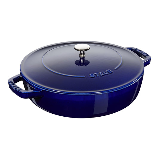 STAUB Braisers 2.5 L Cast Iron Round Saute Pan Chistera, Dark-Blue