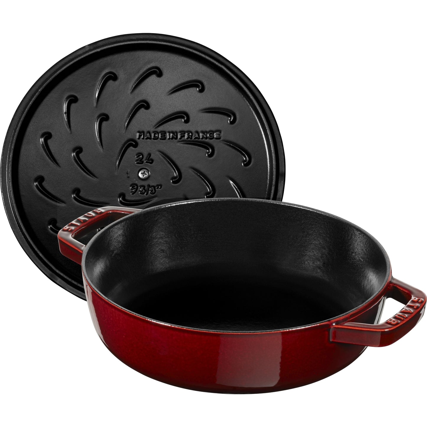 STAUB Braisers 3.7 L Cast Iron Round Saute Pan Chistera, Grenadine-Red