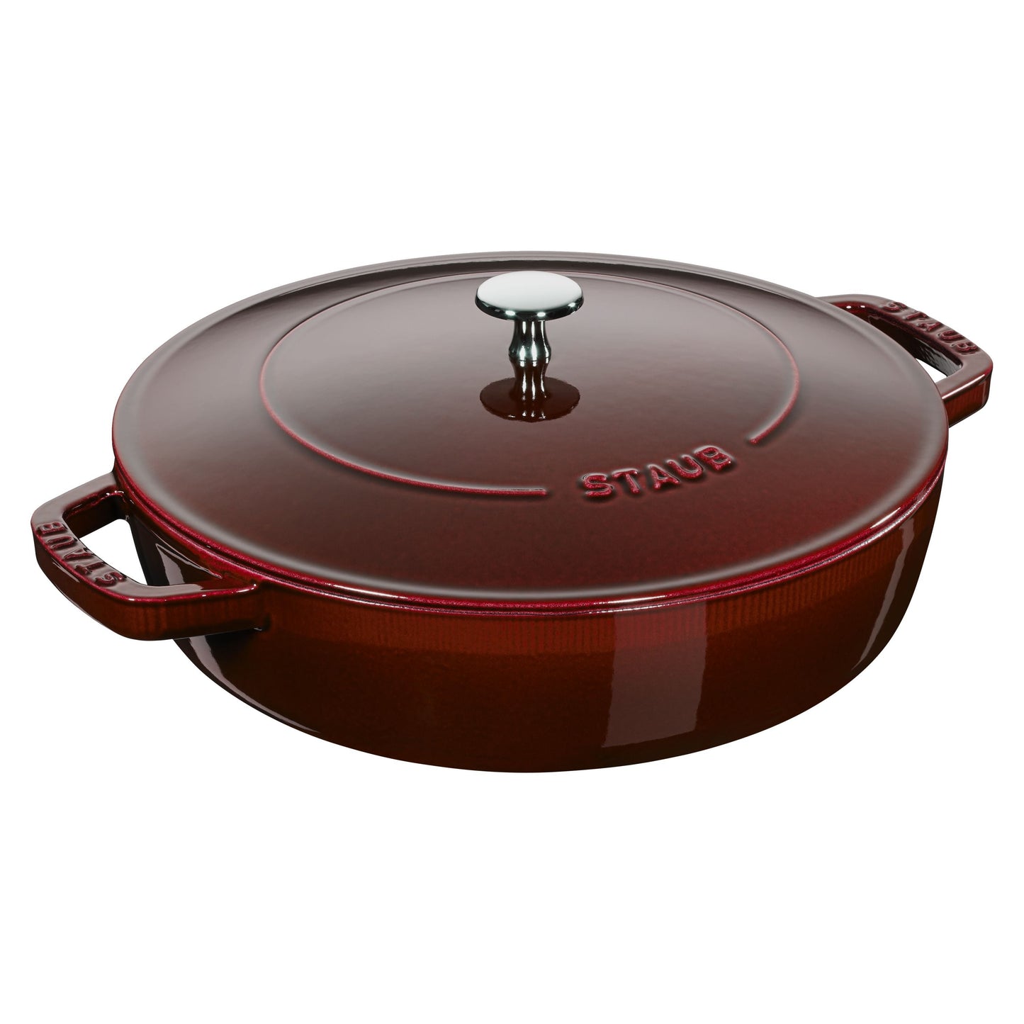 STAUB Braisers 3.7 L Cast Iron Round Saute Pan Chistera, Grenadine-Red