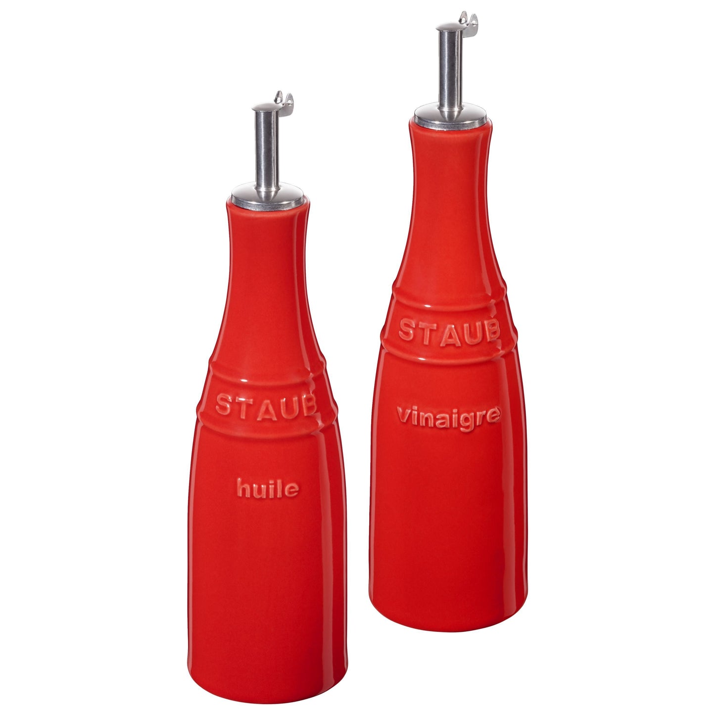 STAUB Ceramique 250 ML / 2 Piece Ceramic Oil and Vinegar Set, Cherry