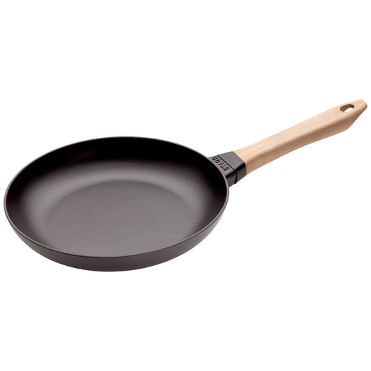 STAUB Pans 26 Cm / 10 Inch Cast Iron Frying Pan With Wooden Handle, Black