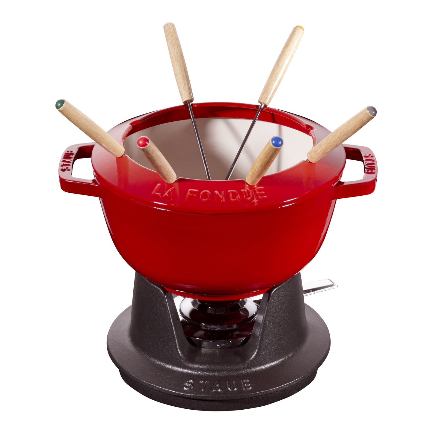 STAUB Specialities  Cast Iron Fondue Set, Cherry