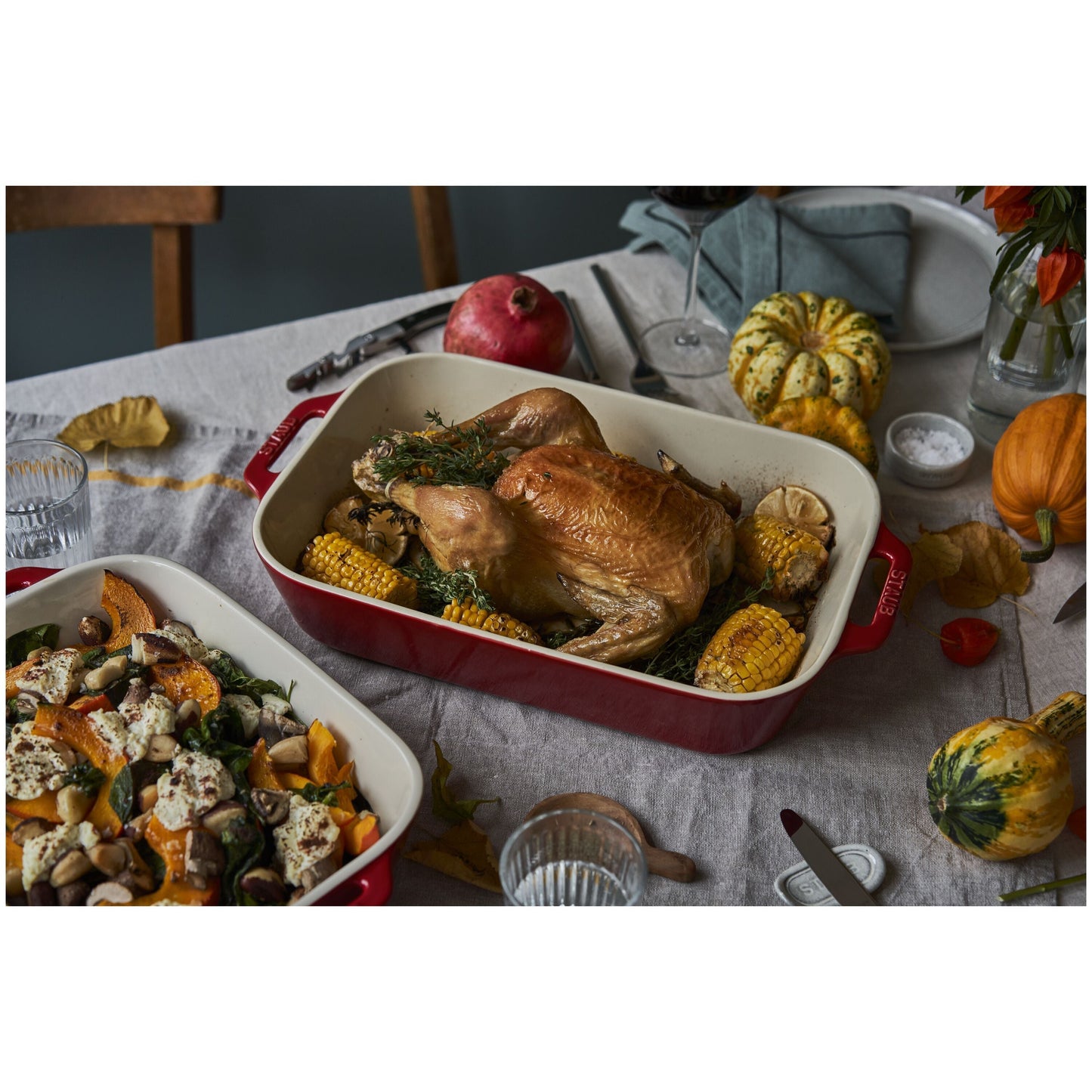 STAUB Ceramique Rectangular Baking Dish Set Cherry 3 Piece