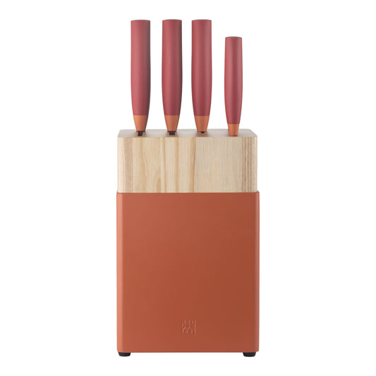 ZWILLING Now S 6 Piece Knife Block Set, Orange-Red