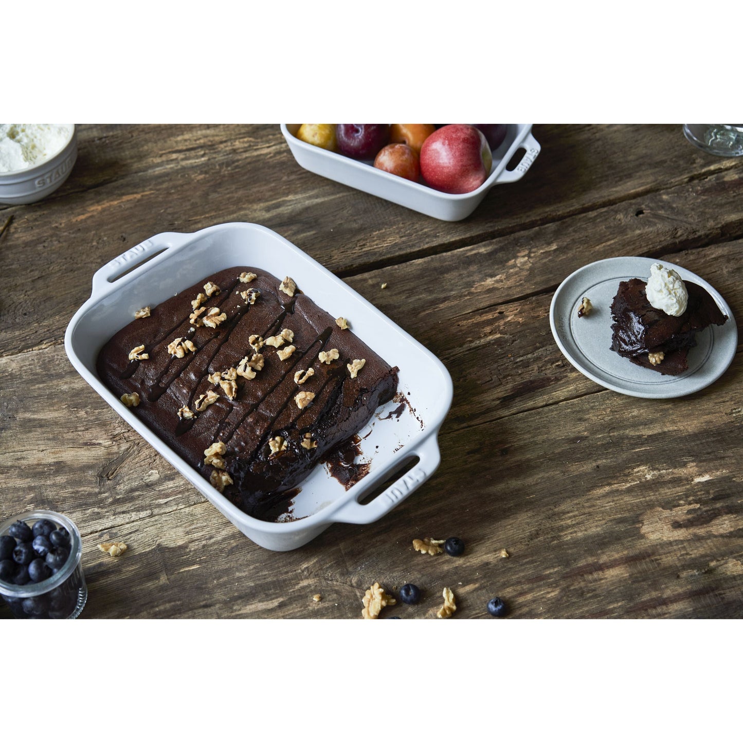 STAUB Ceramique Rectangular Baking Dish Set White 3 Piece