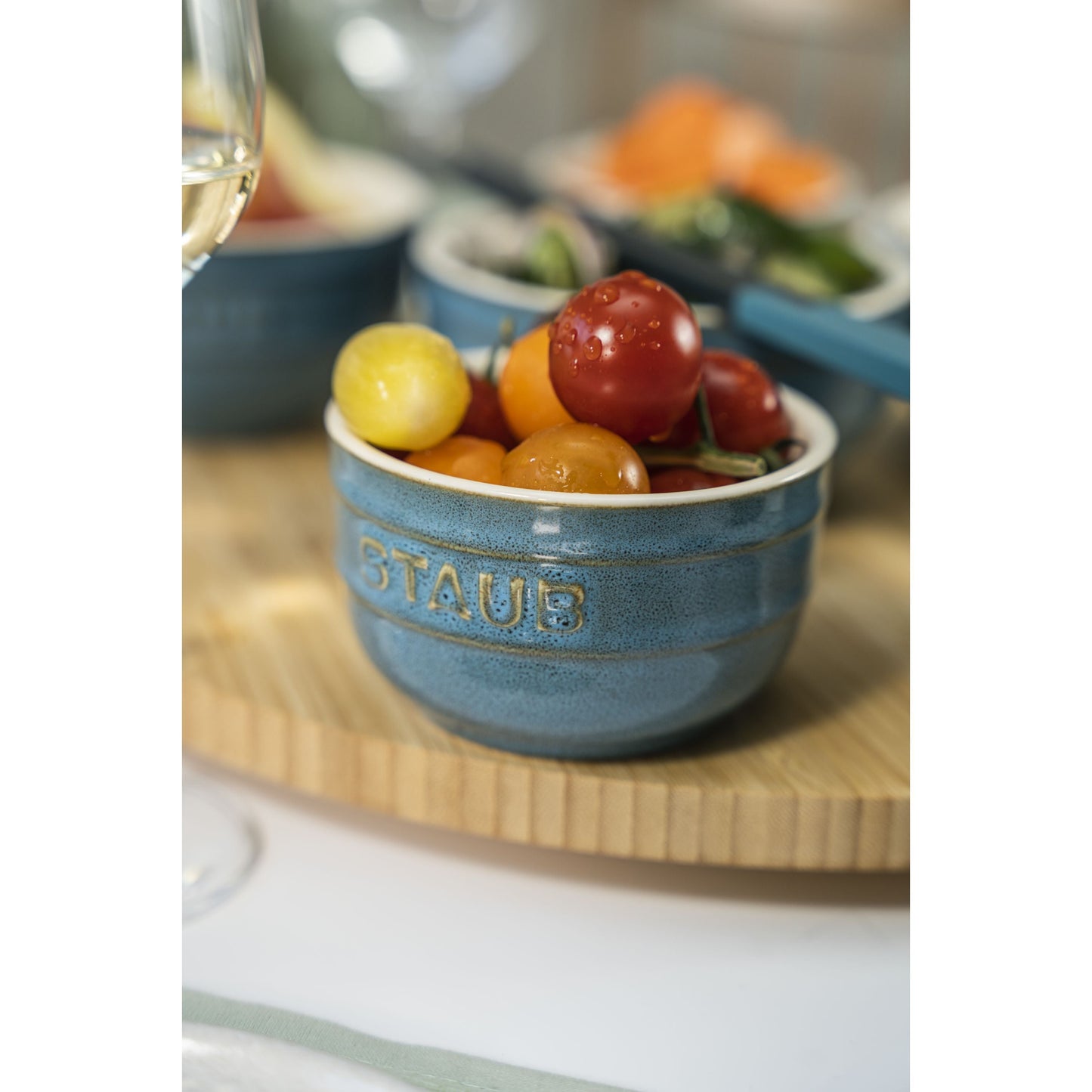 STAUB Ceramique 2 Piece Ceramic Round Ramekin Set, Ancient-Turquoise