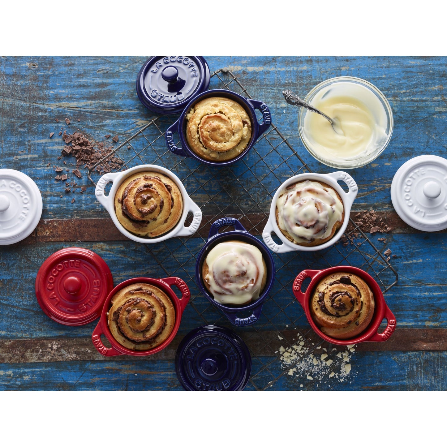 STAUB Ceramique 3 Piece Ceramic Cocotte Set, Cherry