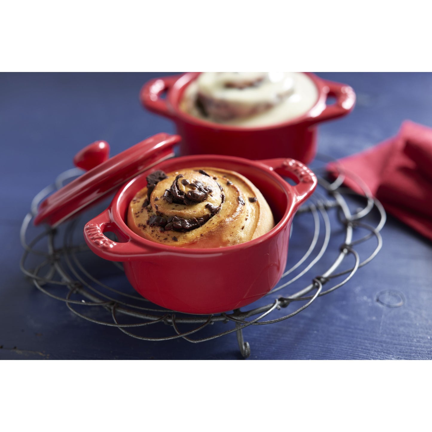 STAUB Ceramique 3 Piece Ceramic Cocotte Set, Cherry