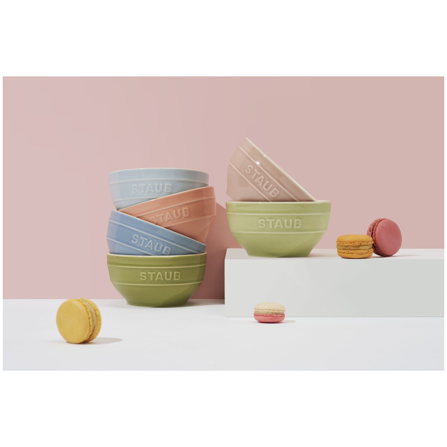 STAUB Ceramique 12 Cm / 6 Piece Ceramic Bowl Set in Macaron Colours, Mixed Colours