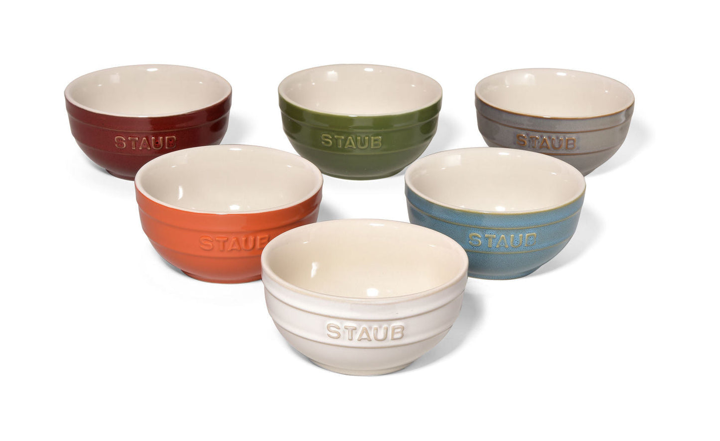 STAUB Ceramique 14 Cm / 6 Piece Ceramic Large Rainbow Multi-Colour Large Bowl Set, Mixed Colours