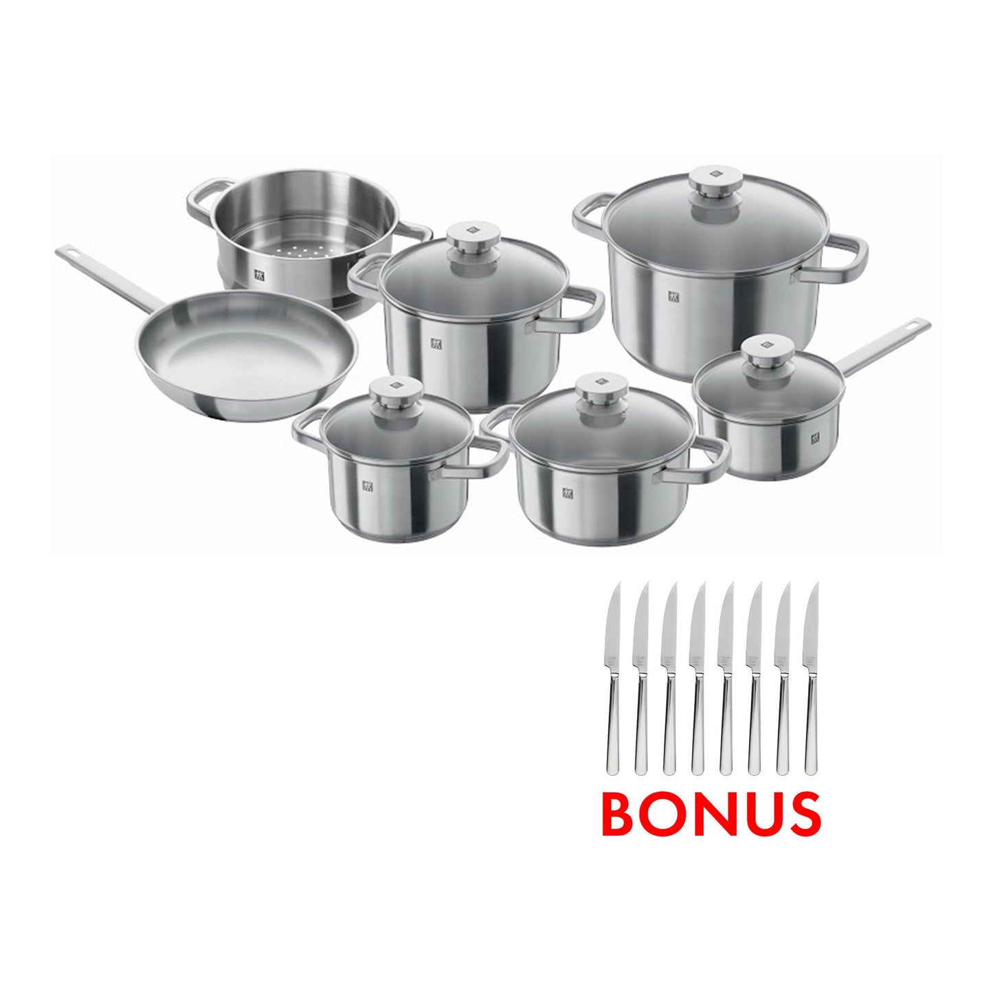 ZWILLING Joy Pot Set With Bonus Steak Set, 12 Piece 18/10 Stainless Steel