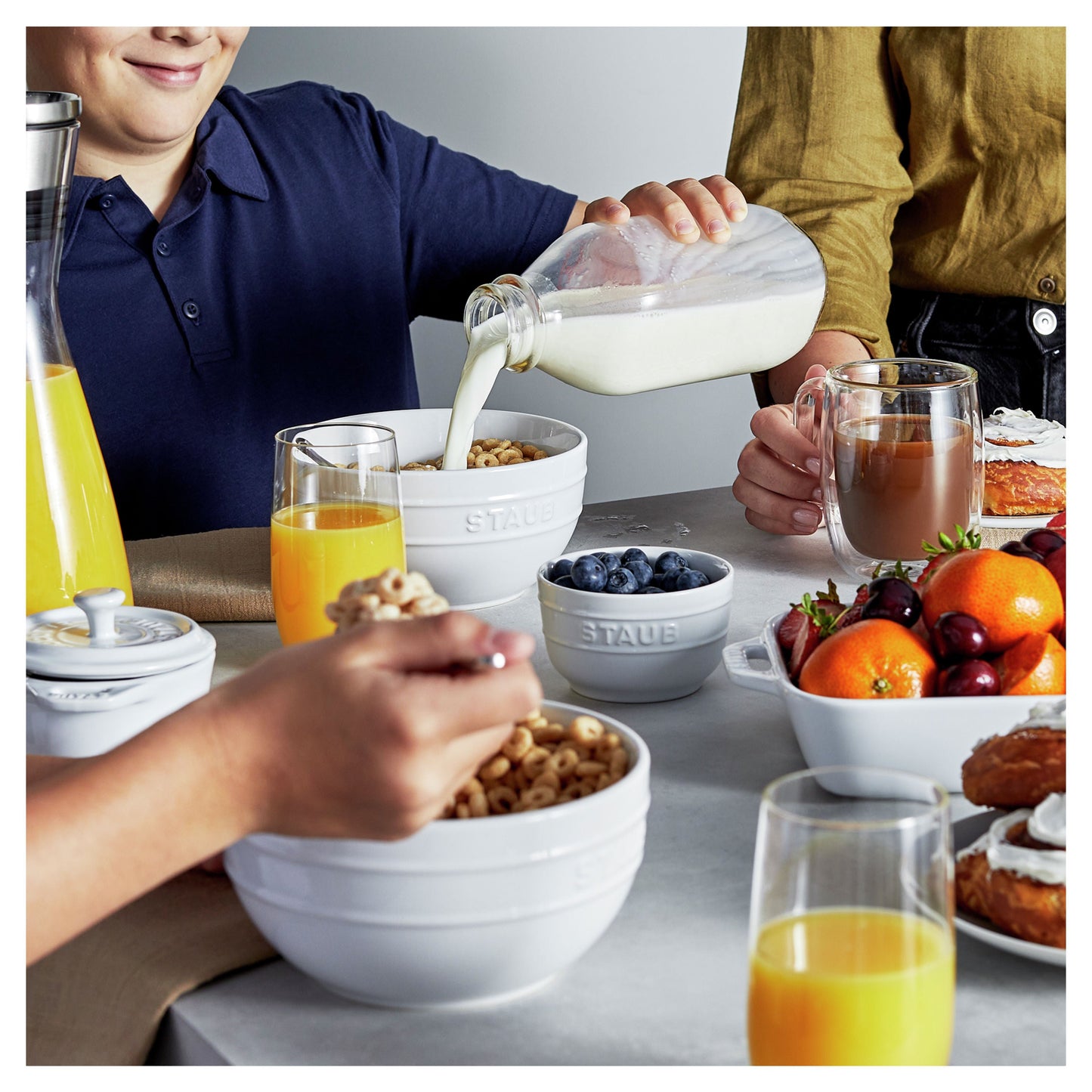 STAUB Ceramique 2 Piece Ceramic Round Ramekin Set, Pure-White