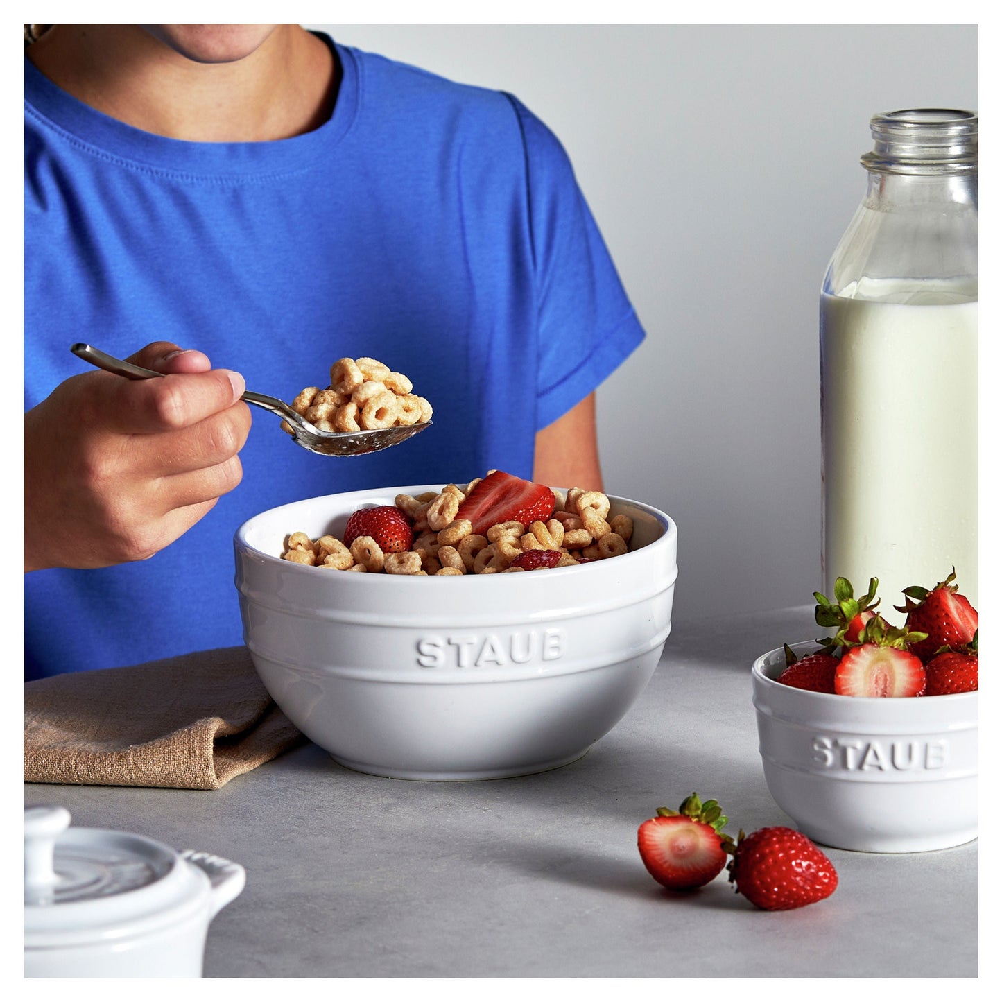 STAUB Ceramique 2 Piece Ceramic Round Ramekin Set, Pure-White