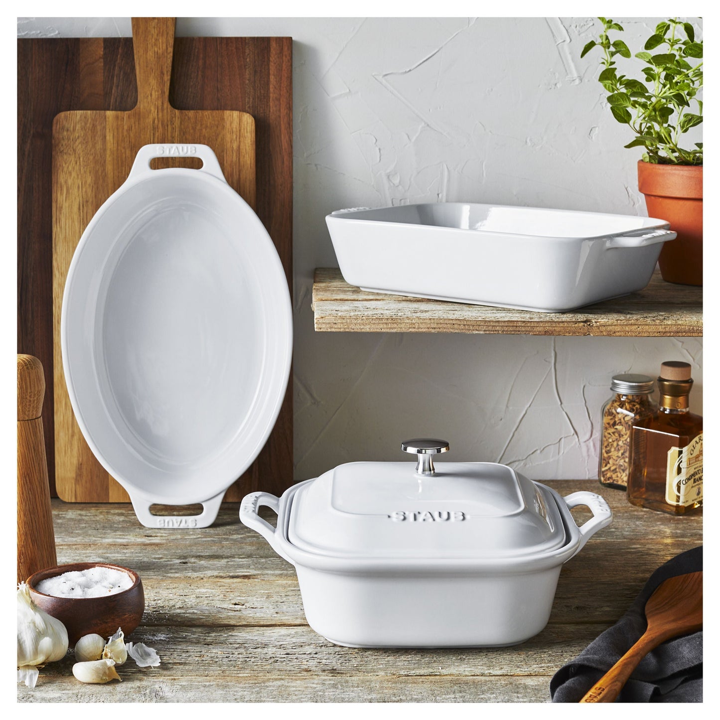 STAUB Ceramique Mixed Baking Dish Set White 4 Piece