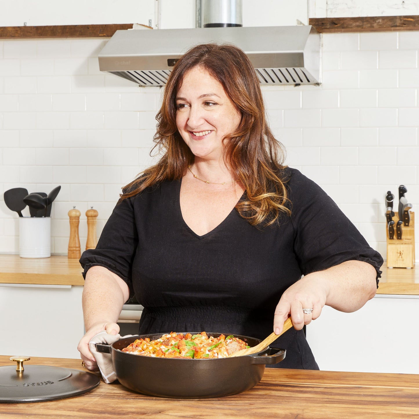 STAUB Braisers 3.7 L Cast Iron Round Saute Pan Chistera, Black