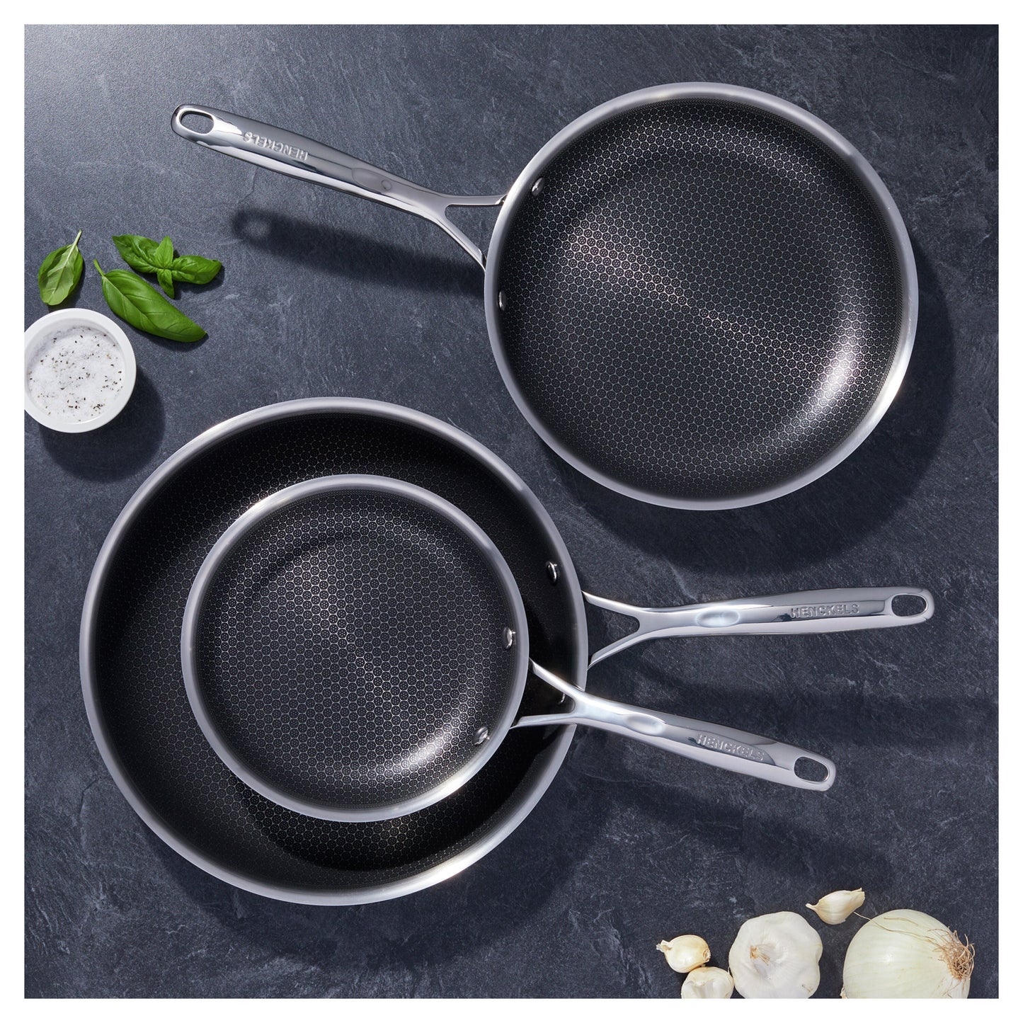 HENCKELS Paradigm 3 Piece Stainless Steel Fry Pan Set